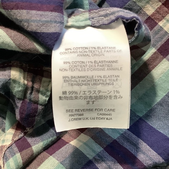 J.Crew Crinkle Cotton Plaid Popover Shirt. Size 0. Style F1271. - Picture 11 of 11